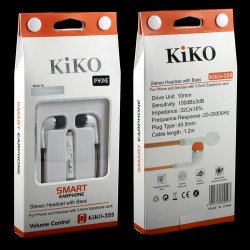 KIK 355 Stereo Earphone Headset with Mic and Volume Control (Black)